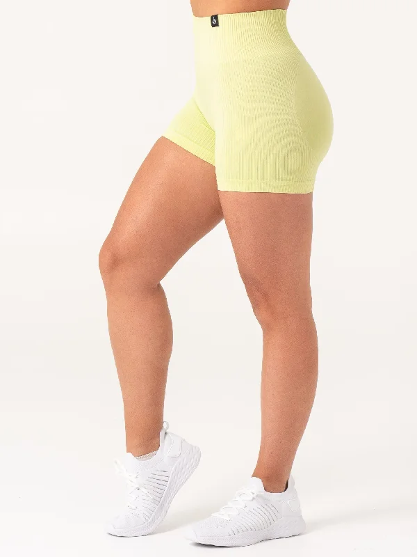 Rib Scrunch Seamless Shorts - Lime