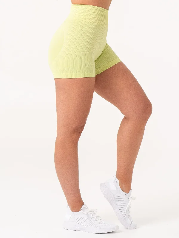 Rib Scrunch Seamless Shorts - Lime