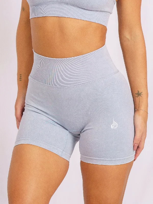 Stonewash Scrunch Seamless Shorts -  Dusty Blue Stonewash