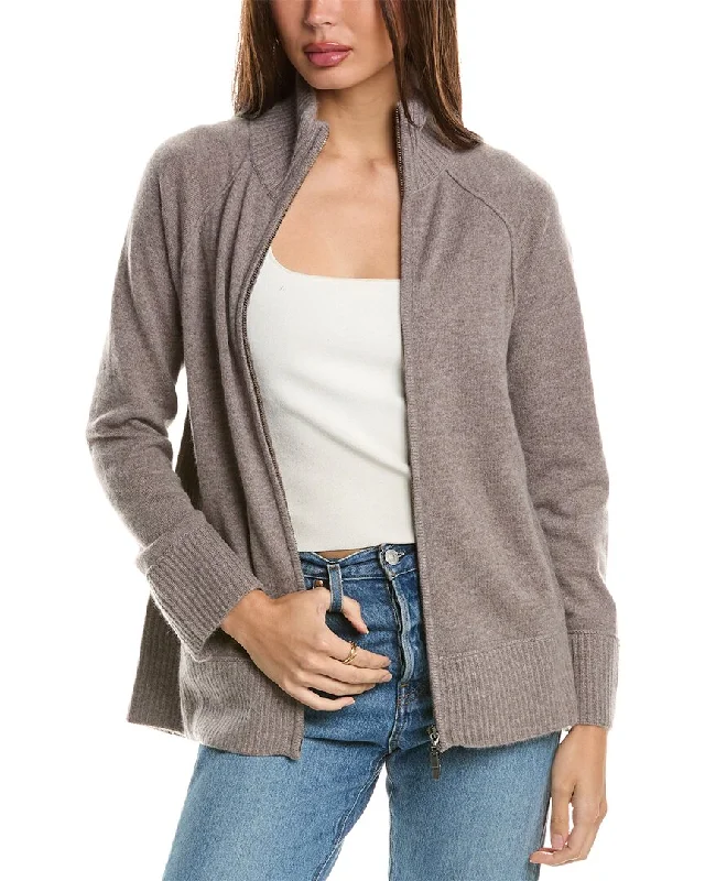 Forte Cashmere Zip Mock Cashmere Cardigan