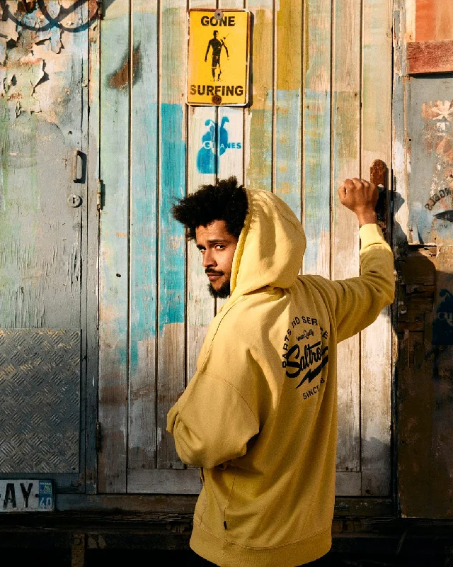 Gas Station - Recycled Mens Pop Hoodie - Yellow