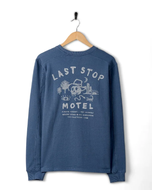 Last Stop Motel - Recycled Mens Sweatshirt - Blue