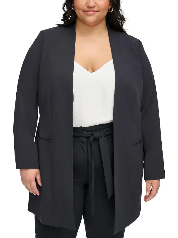 Plus Womens Suit Separate Office Open-Front Blazer