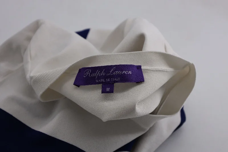 Ralph Lauren Purple Label Striped T-Shirt in White Viscose