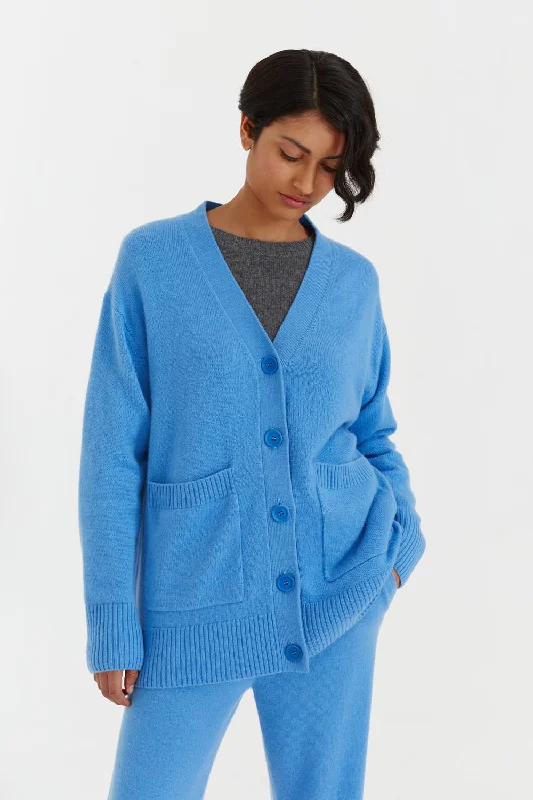 Sky-Blue Cashmere Chunky Cardigan