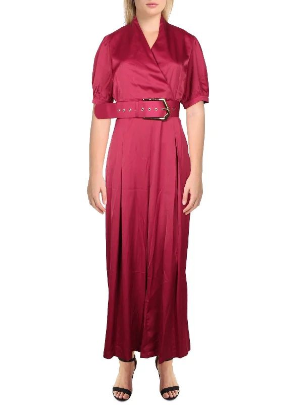 Womens Satin Wide Leg Jumpsuit