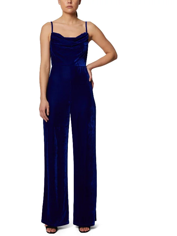 Womens Velvet Straight Leg Jumpsuit